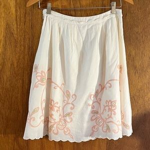 VIOLA White Cotton Skirt w Pink Floral Pattern Sz 0